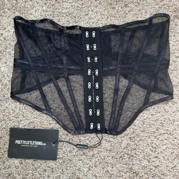 NWT PrettyLittleThing satin mesh corset belt M/L Elegant Waist Cincher shapewear - Picture 1 of 4